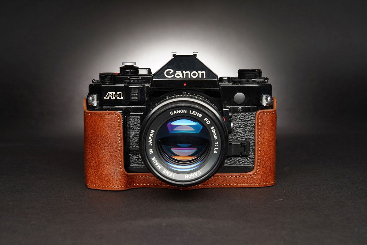 Real Leather Half Camera Case Bag Cover for Canon AE1 AE1P A1 Film